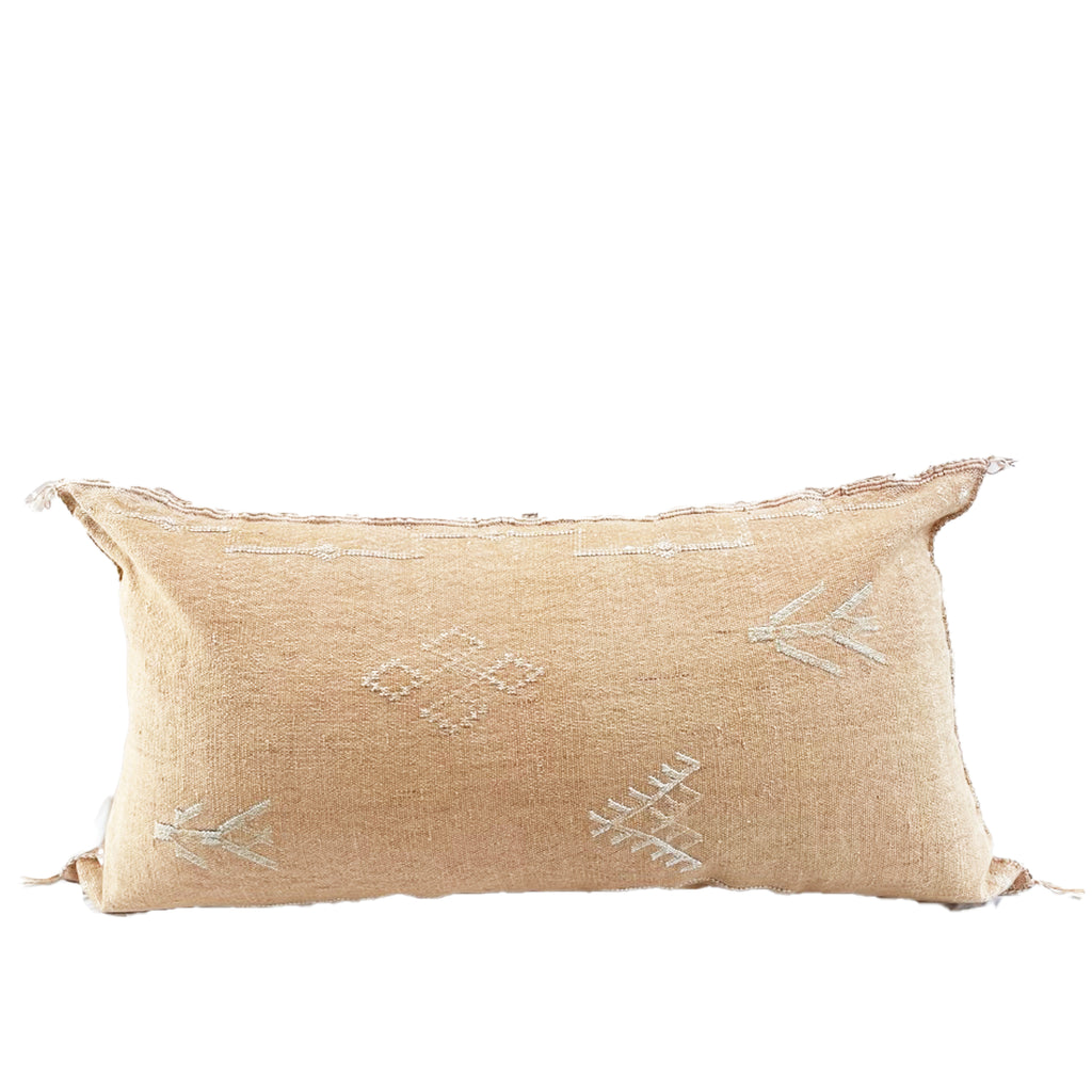 Lumbar cactus silk cushion, handmade, handstitched vintage moroccan cushion
